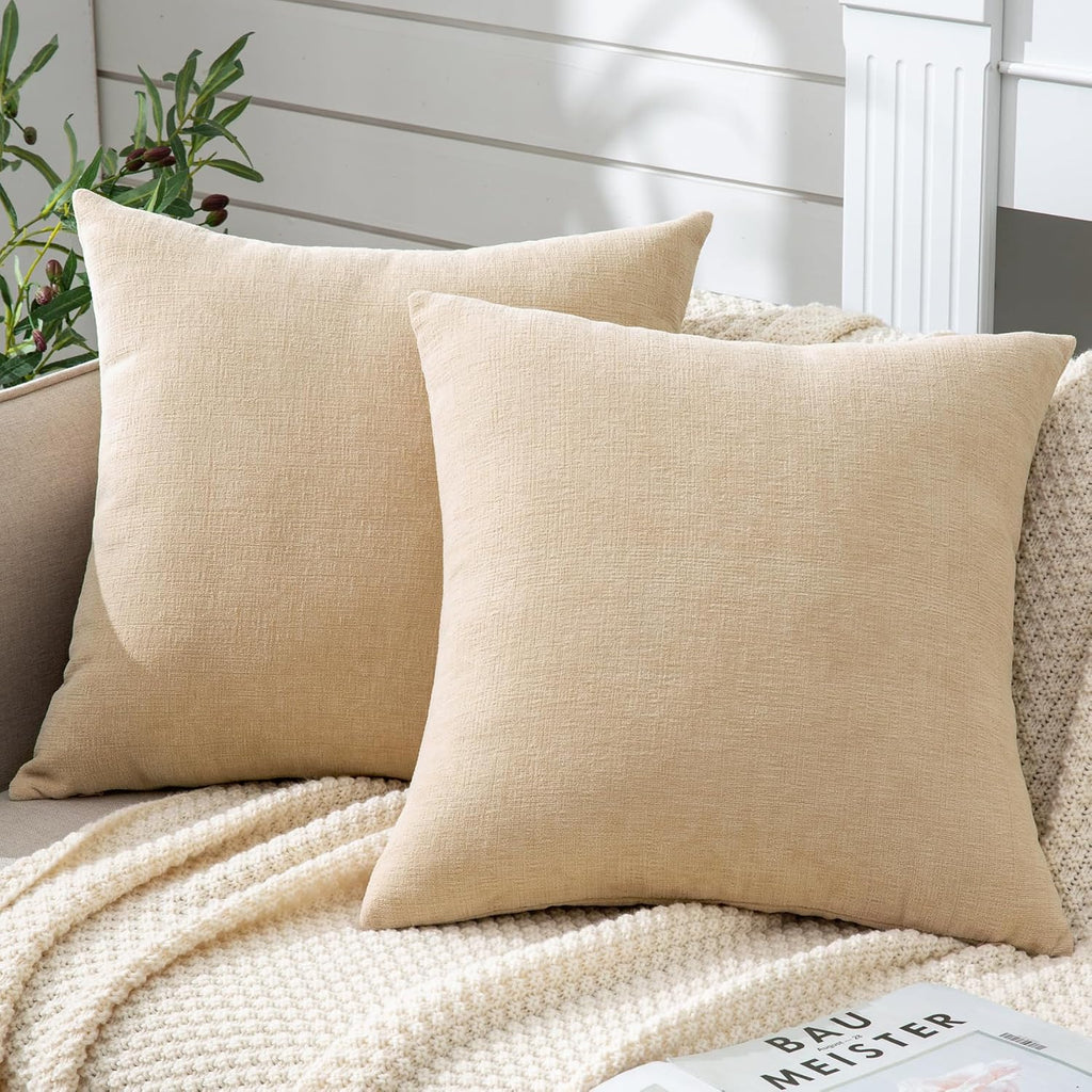 Gawamay Decorative Square Throw Pillow Covers 18"x18" Inch Set of 2, Super Soft Chenille Pillows Farmhouse Fall Pillowcase for Living Room…
