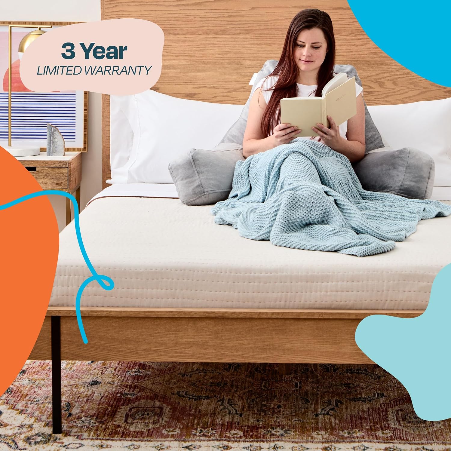 Linenspa Reading Pillow with Shredded Memory Foam- X-Large Size - Back Pillow for Sitting in Bed, Reading, Gaming, Watching TV – Bed…