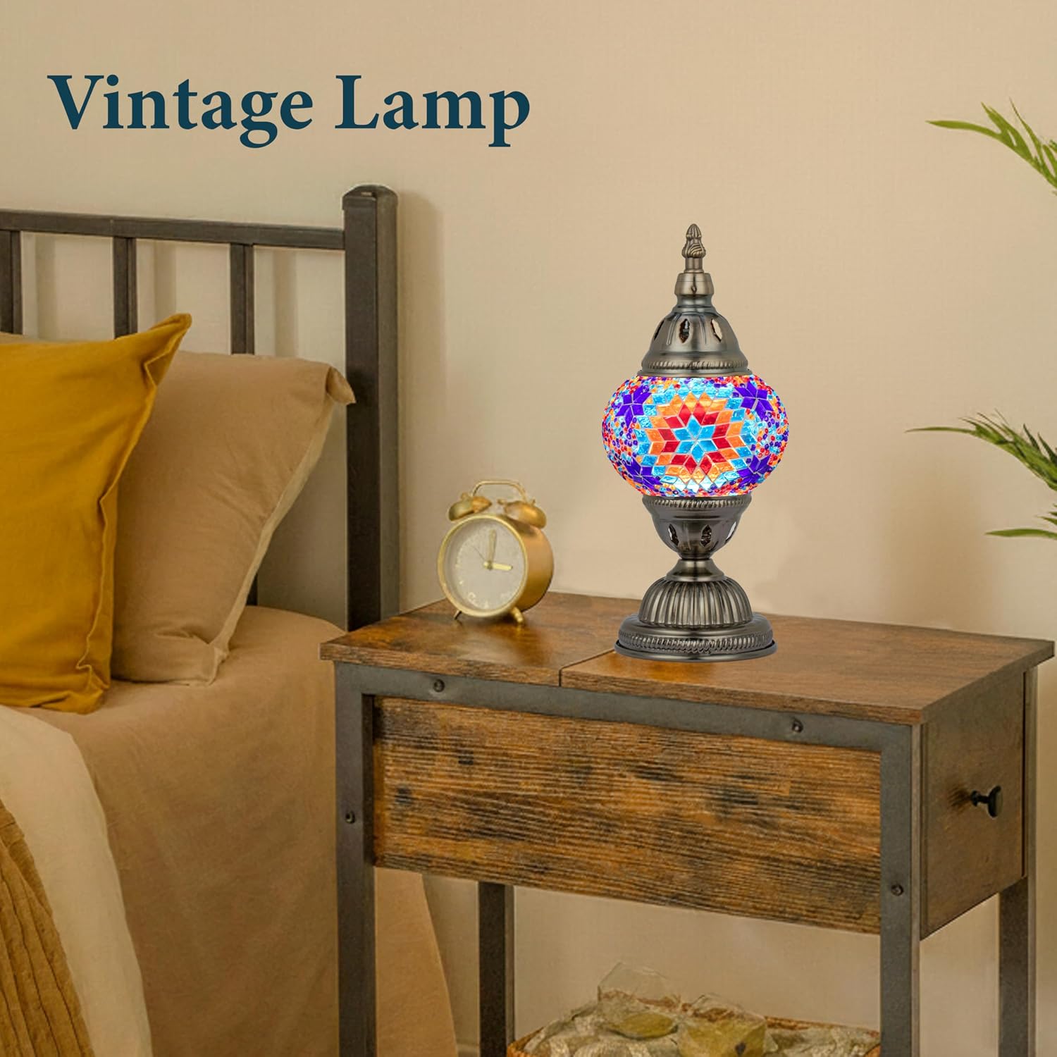 Marrakech Stained Glass Lamp Moroccan Lamps with Tiffany Style, Handmade Turkish Mosaic Lamps with Bronze Base Including LED Bulb for…