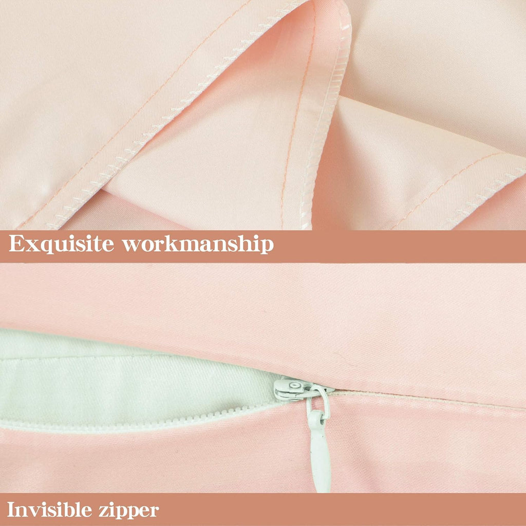 Ntbay Zippered Satin Pillow Cases for Hair and Skin, Luxury Queen Hidden Zipper Pillowcases Set of 2, 20x30 Inches, Pink 30 Inches Pink