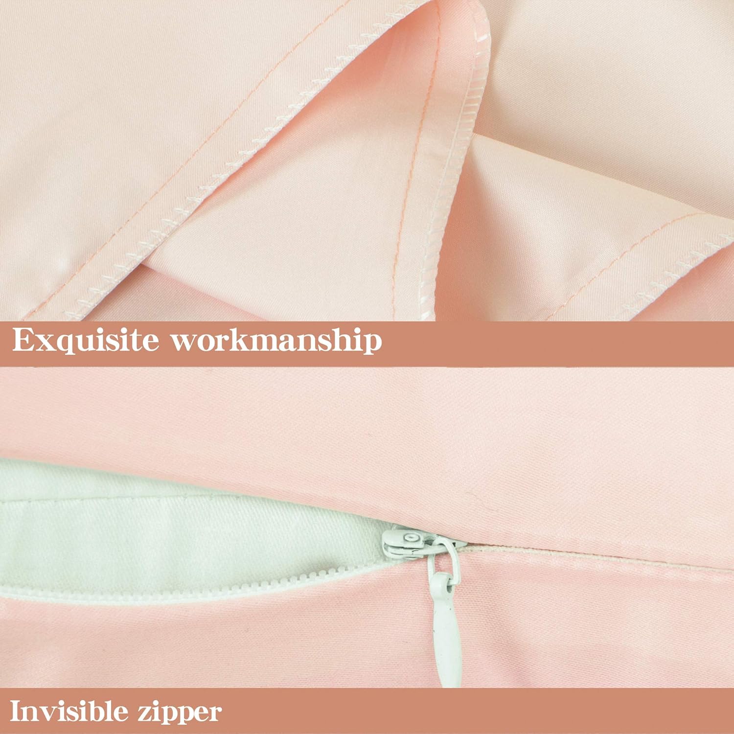 Ntbay Zippered Satin Pillow Cases for Hair and Skin, Luxury Queen Hidden Zipper Pillowcases Set of 2, 20x30 Inches, Pink 30 Inches Pink