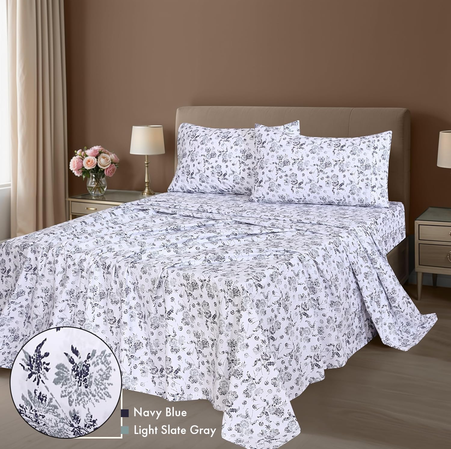 Zoyer 100% Cotton Sheets – California King Percale Bedding, Cooling & Breathable, Durable with a Crisp, Soft & Comfortable Feel, 14" Deep P…