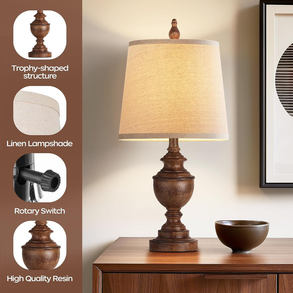 PARTPHONER Retro Table Lamps Set of 2, Bedside Lamp for Bedroom Rustic Farmhouse Table Lamps for Living Room, Vintage Nightstand Lamps…