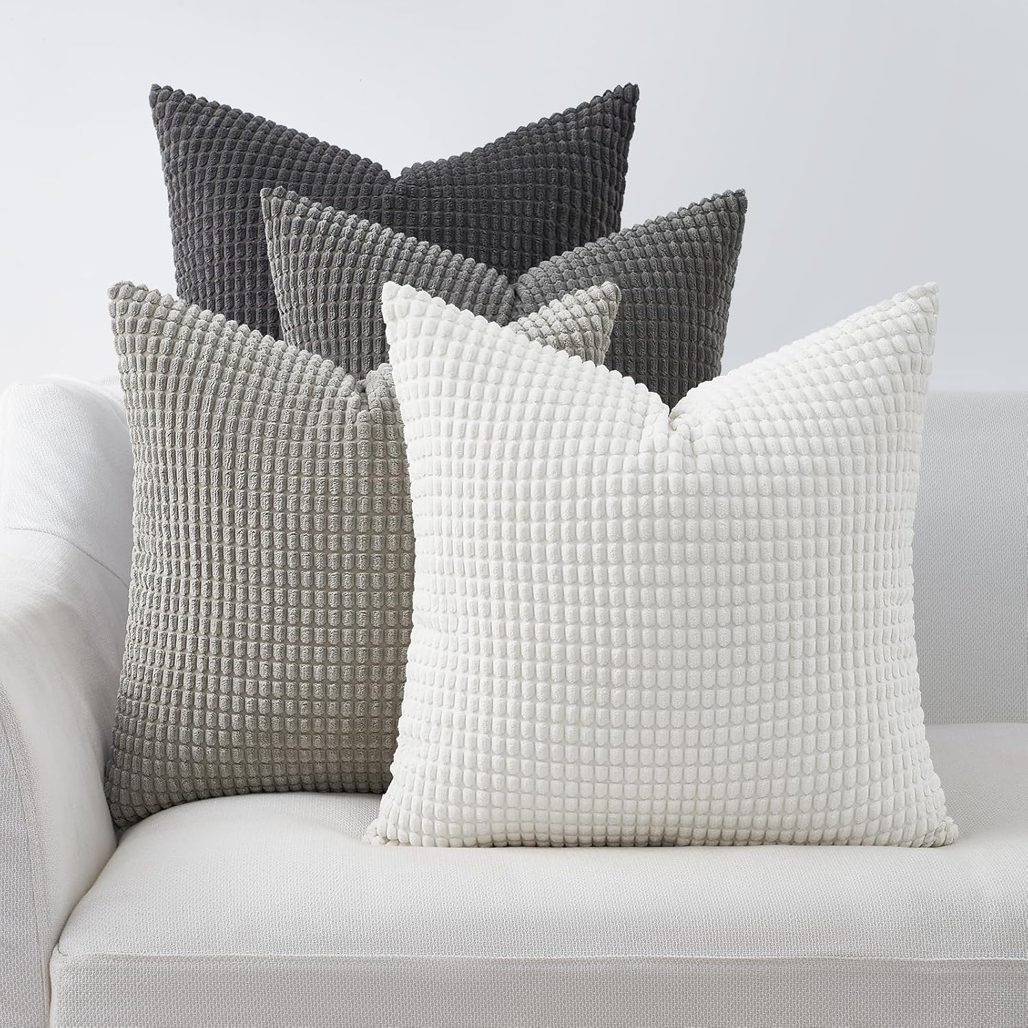 Topfinel 4 Packs Grey Decorative Throw Pillow Covers 26x26 Inch for Living Room Couch Bed Sofa, Boho Western Farmhouse Home Decor, Square S…