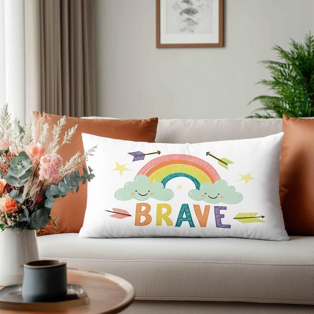 HOMETITUTE Pillow Covers Decorative Pack of 2 Satin 12x20 Inch Rainbow Cloud Art Lumbar Throw Pillow Cases for Sofa Couch Living Room…