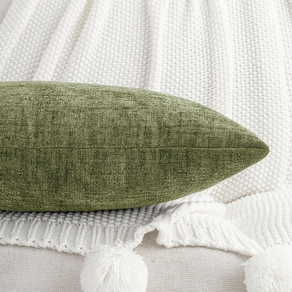 Hwy50 HWY 50 Sage Green Couch Pillow Covers 20x20 Inch Pack of 2, Soft Chenille Decorative Throw Pillow Cases Farmhouse for Spring Sofa Liv…