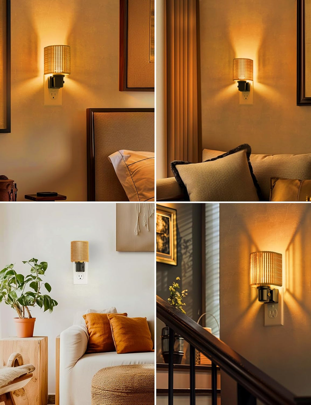 L LOHAS LED Night Lights Plug into Wall, Dimmable Night Light with Light Sensor, Amber Boho Nightlight Plug in Wall, Decorative Bohemian…