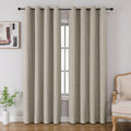 Cucraf 100% Blackout Curtains 72 inches Length 2 Panels Set, Room Darkening Linen Textured Curtain Grommet for Bedroom Living Room, Light B…