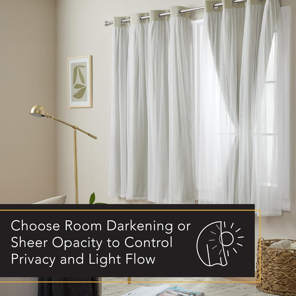 TOWN & COUNTRY LUXE Talia Double Layer Indoor Curtains, Sheer and Room Darkening Blackout, Grommet Top, Energy Efficient, 2-Pack Set…