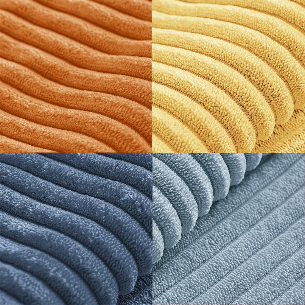 Miulee Summer Yellow Blue Decorative Throw Pillow Covers 18x18 Inch Set of 4 Soft Corduroy Boho Patchwork Pillow Covers Modern Farmhouse Br…
