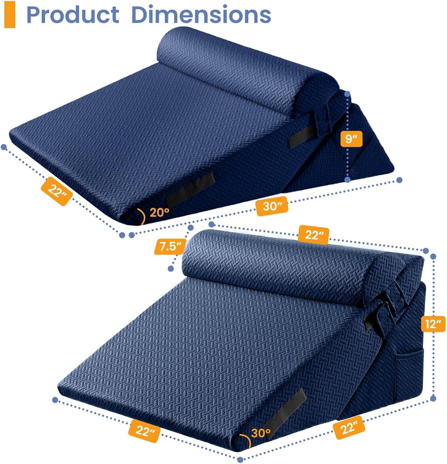 Sasttie Wedge Pillow Set for After Surgery, 2PCS Adjustable Bed Wedge Pillow Headboard with Memory Foam Neck Cushion – for Acid Reflux, Sle…