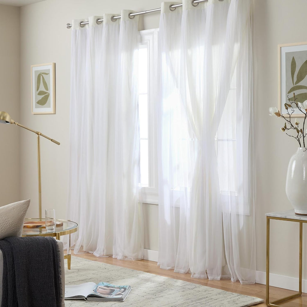 TOWN & COUNTRY LUXE Talia Double Layer Indoor Curtains, Sheer and Room Darkening Blackout, Grommet Top, Energy Efficient, 2-Pack Set…