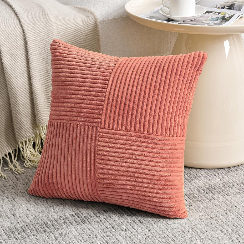 Fancy Homi 2 Packs Coral Decorative Throw Pillow Covers 22x22 Inch for Living Room Couch Bed, Rustic Farmhouse Boho Home Decor, Soft…