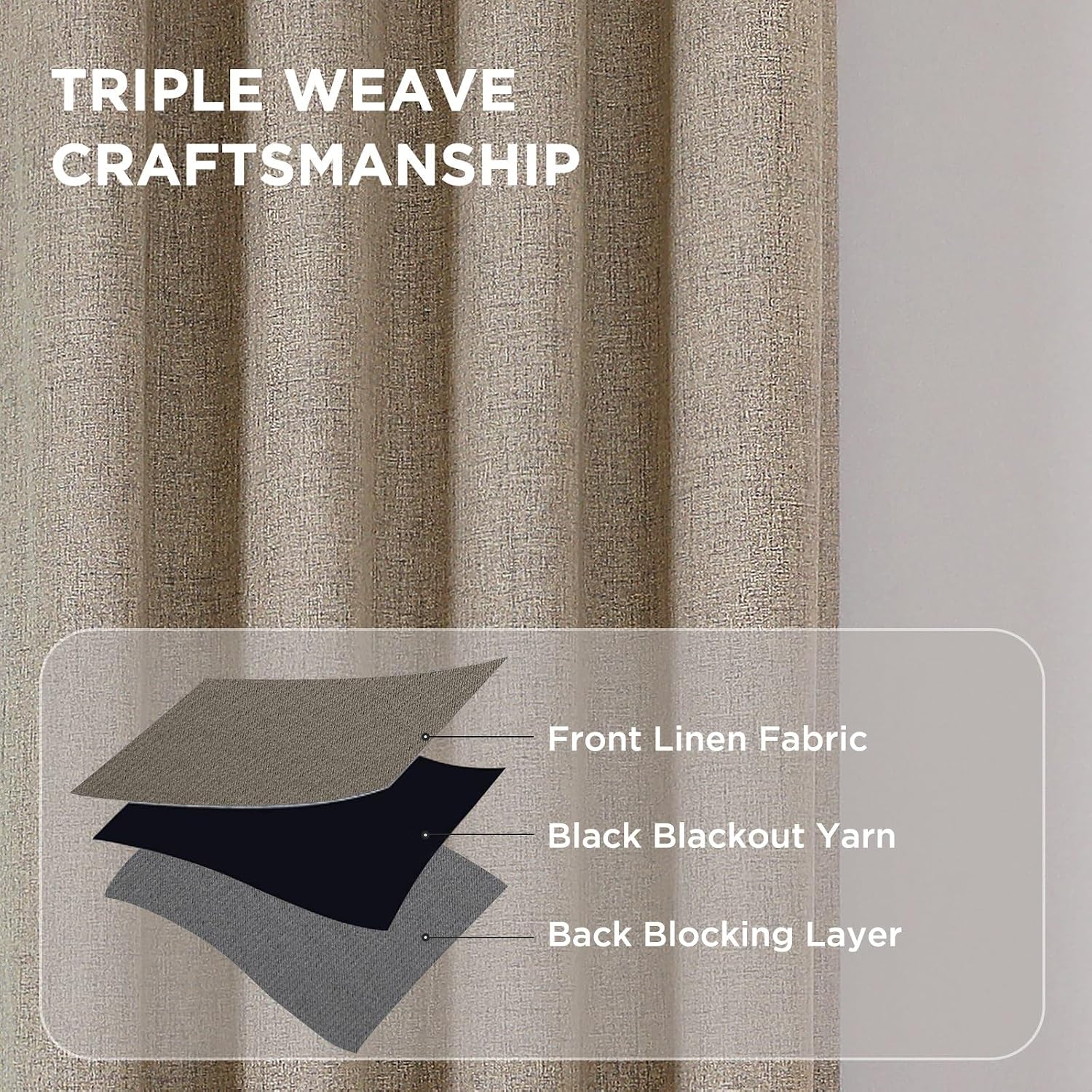Cucraf 100% Blackout Curtains for Bedroom 96 inches Length 2 Panels Set, Linen Textured Room Darkening Grommet Curtain for Living Room, Ligh…