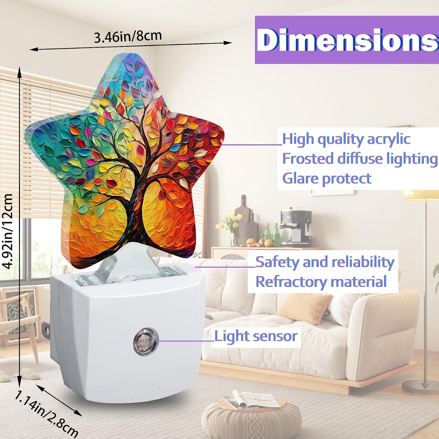 Tree of Life Night Light for Kids, Colorful Tree Night Lights Plug Into Wall, Lightweight Dusk to Dawn Light Sensor Warm Nightlights for…
