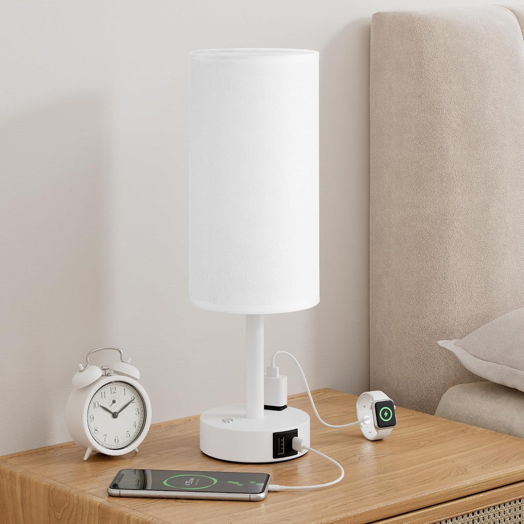 Aooshine Touch Bedside Table Lamp with Memory - Stepless Dimmable Lamp for Bedroom, Small Nightstand Lamp with Dual USB Charging Ports and…
