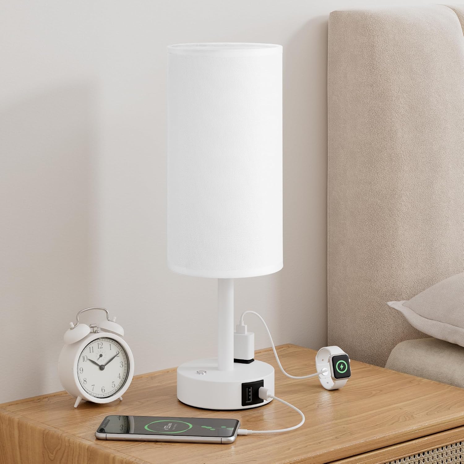 Aooshine Touch Bedside Table Lamp with Memory - Stepless Dimmable Lamp for Bedroom, Small Nightstand Lamp with Dual USB Charging Ports and…