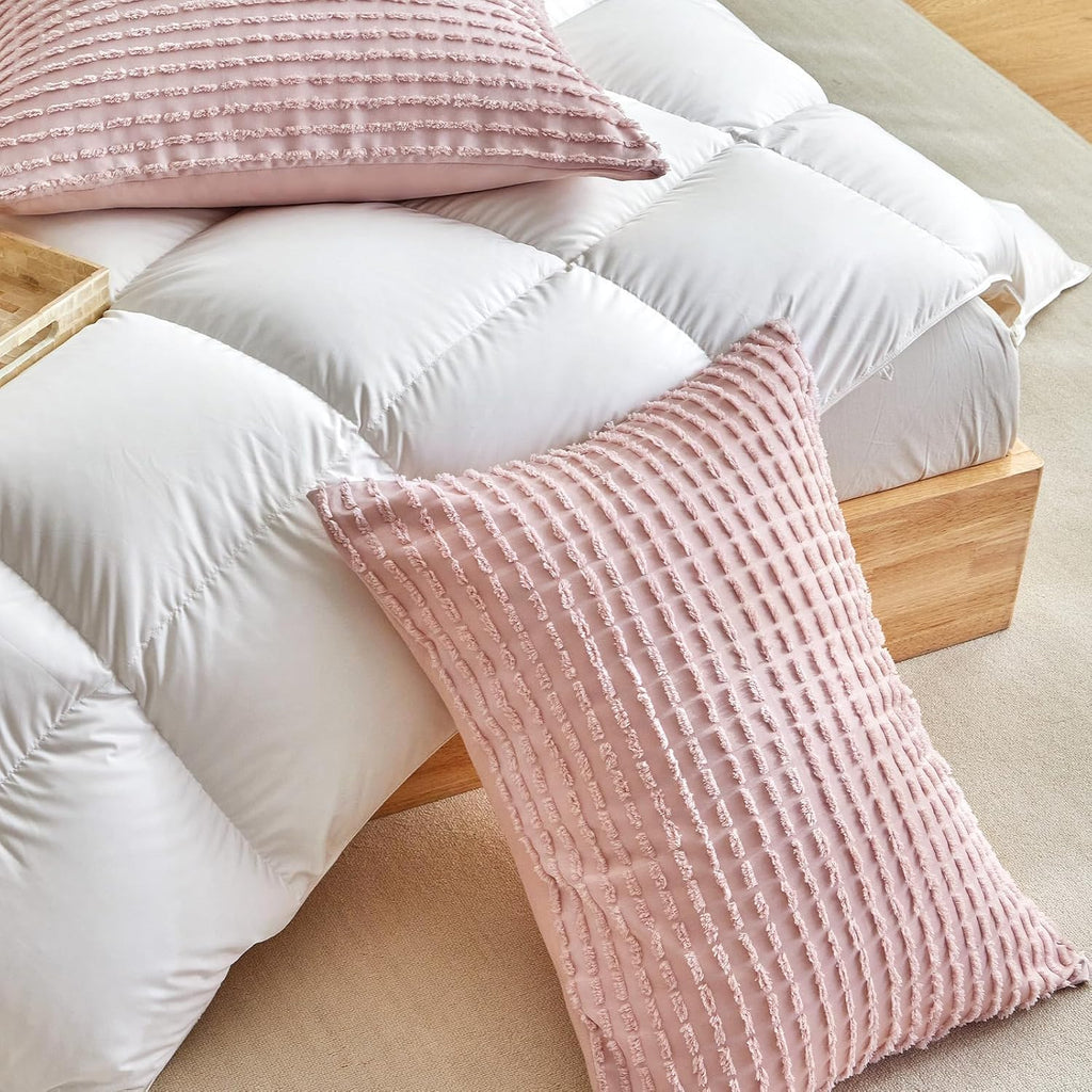Warmdern Pink Pillow Covers King Pillow Cases Soft Microfiber Pillow Cases Set of 4 Boho Textured Pillowcase with Envelope Closure(Pink, Ki…