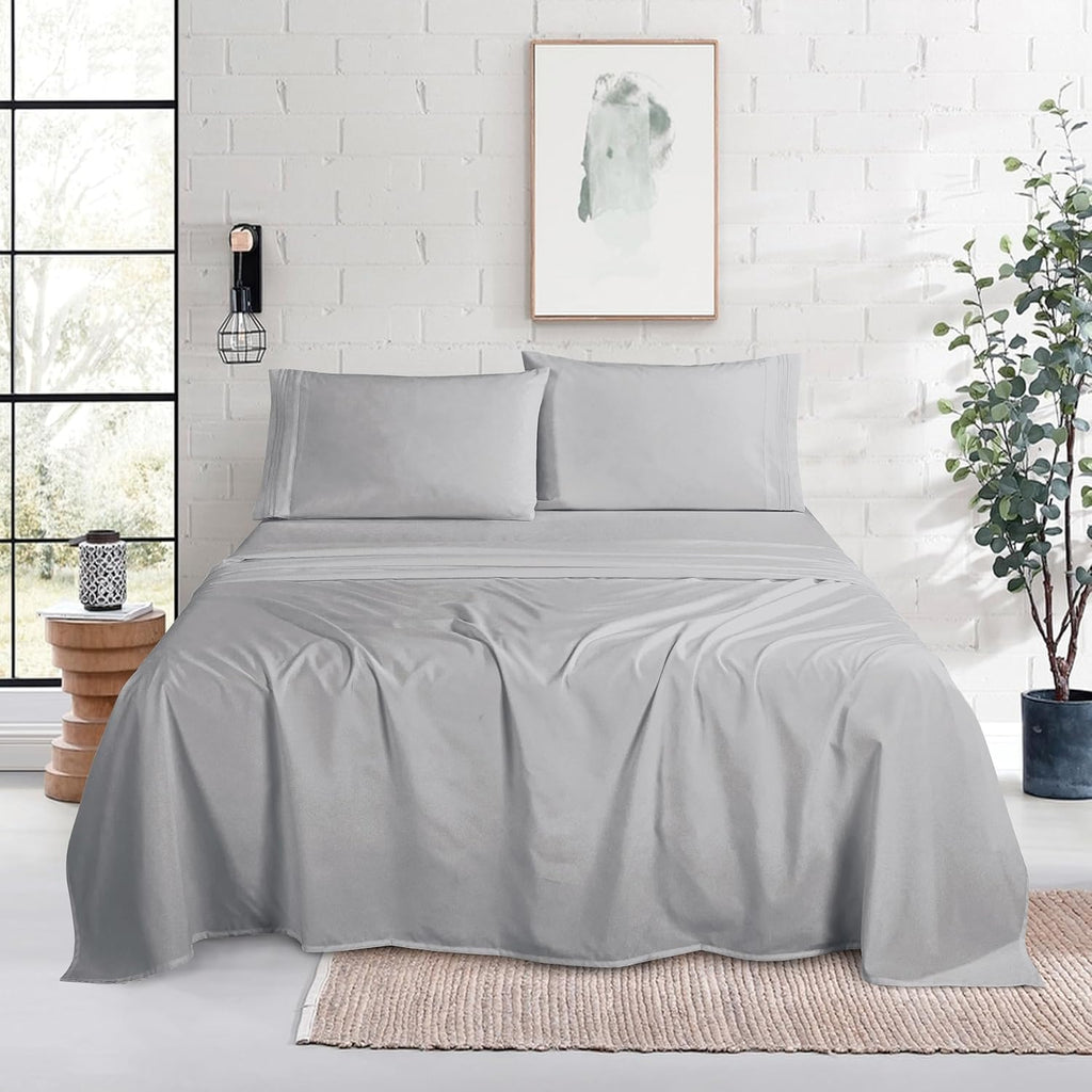 MocassiLuxuryBedding Mocassi Cal King Size 4-Piece Bed Sheet Set - 1800 Hotel Quality Microfiber 18-24 Inches Extra Deep Pocket Fitted Shee…