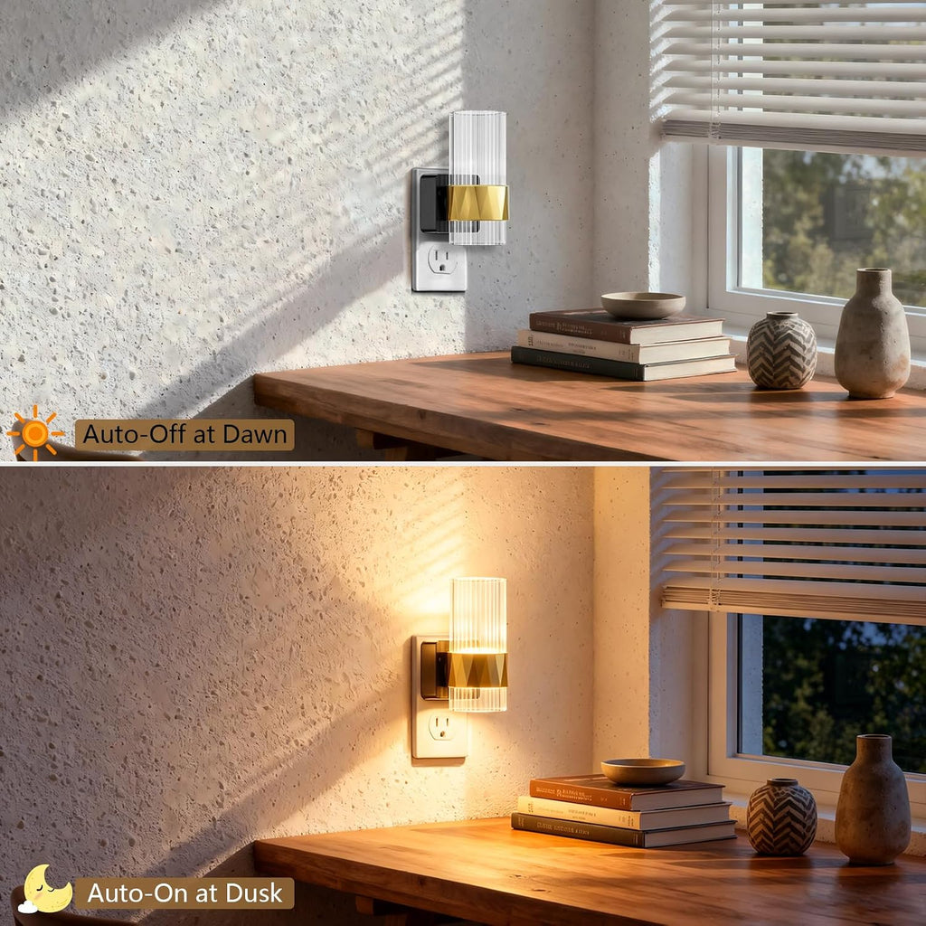 LED Night Light, 2 Pack Plug in Night Light, Dimmable Night Lights Plug into Wall with Dusk to Dawn Sensor, 180° Rotating Nightlights…