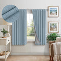 Pitalk Light Blue Room Darkening Curtains for Bedroom Cute 45 Inch Length 2 Panels Cotton Linen Textured Short Blackout Curtains for Small…