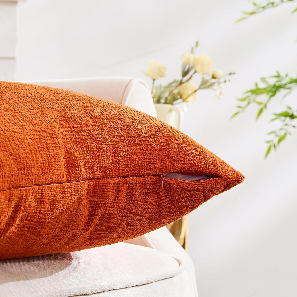 Gawamay Set of 2 Soft Textured Chenille Throw Pillow Covers 20x20 Inch (50x50 CM), Decorative Pillowcases Cushion Covers for Farmhouse Home…