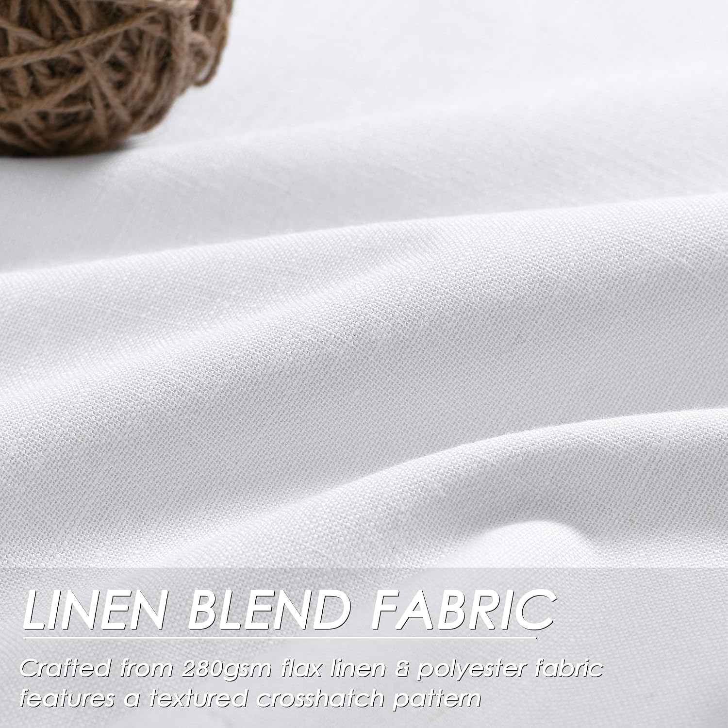 Nanspring White Linen 100% Blackout Curtains, 120 Inch Length 2 Panels Set Burg Extra Long 10 Ft Back Tab Pocket Drapes Cotton Textured Tot…