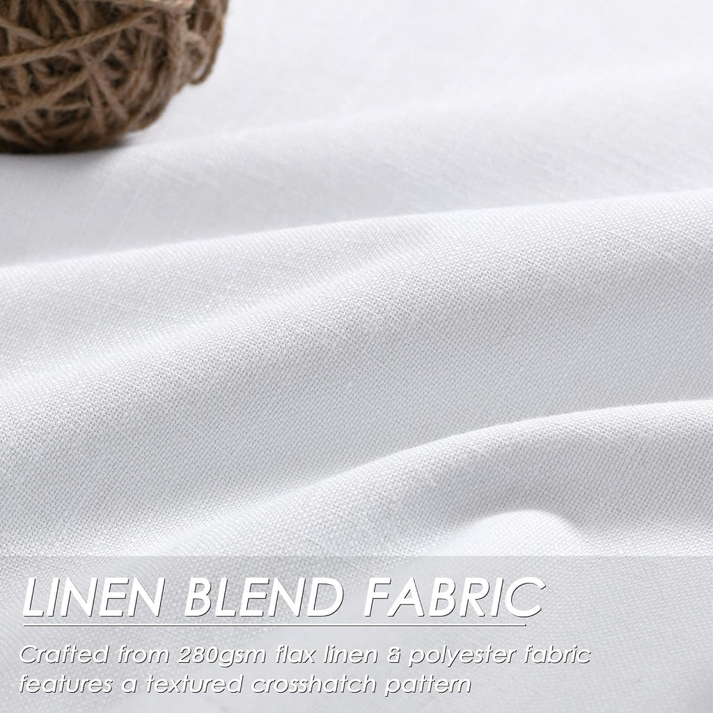 Nanspring White Linen Blackout Curtains 84 Inches Long 2 Panels for Living Room Back Tab Modern Cotton Textured Pure White Black Out Curtai…