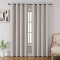 Cucraf 100% Blackout Curtains 84 inches Length 2 Panels Set, Room Darkening Linen Textured Curtain Grommet for Bedroom Living Room, Light B…