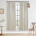 Boodii Natural Cream 100% Blackout Linen Pinch Pleated Curtains 70 Inch Length for Bathroom Living Room Nursery Clip Rings Room Darkening w…