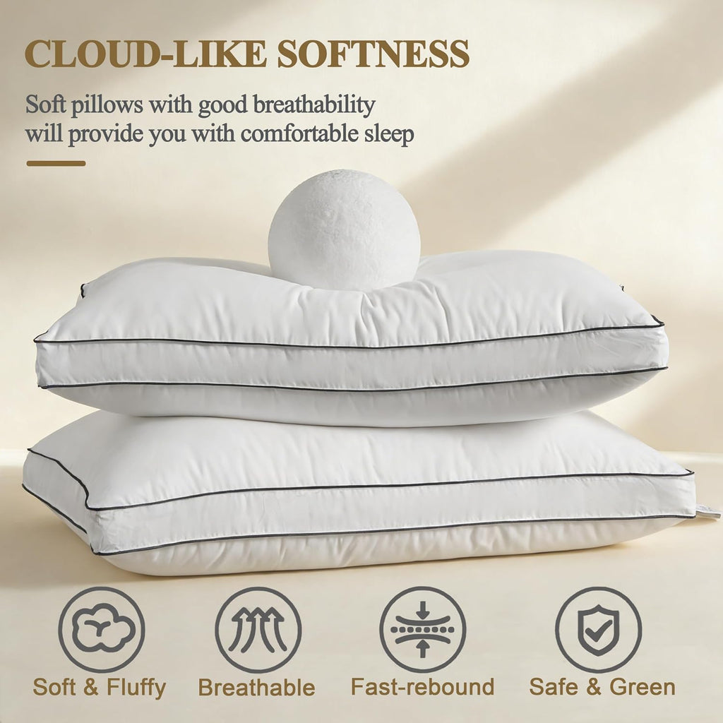 DOWNCOOL Goose Down Bed Pillows King Size Set of 2, Pillow Soft Support for Side, Back or Stomach Sleepers, for Better Sleep Experience…