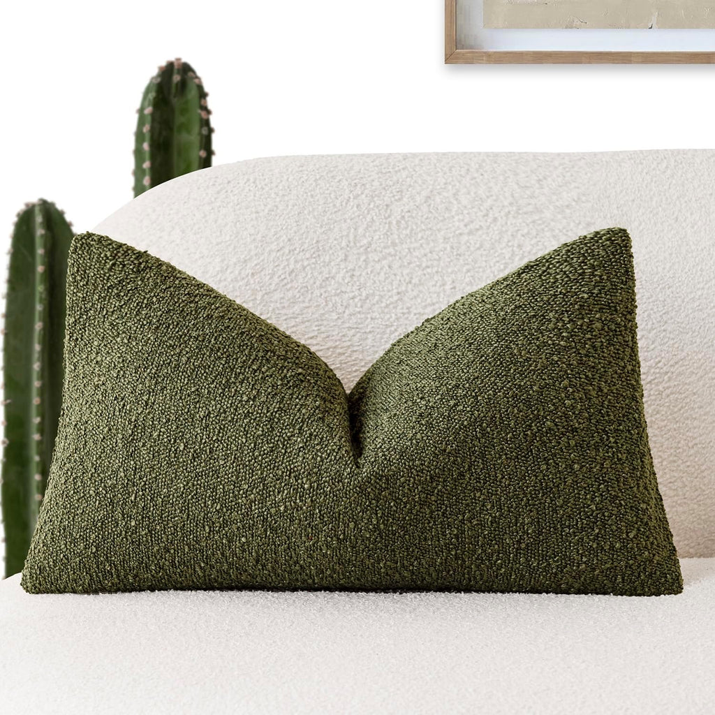 Foindtower Decorative Textured Boucle Throw Pillow Covers Accent Solid Lumbar Pillow Cases Neutral Soft Cozy Couch Cushion Case for Chair…