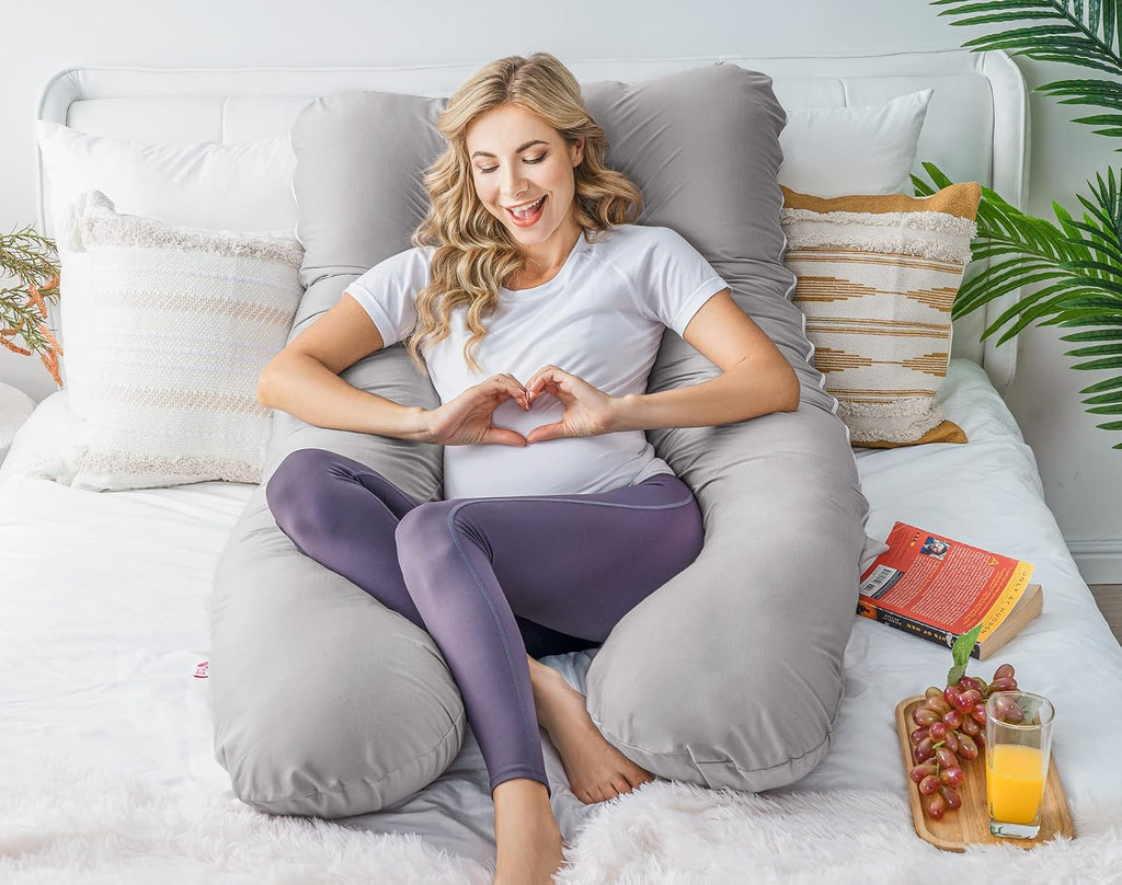 Meiz Pregnancy Pillow, Cooling Silky Pregnancy Pillows for Sleeping, Maternity Body Pillow for Pregnant Woman with Cooling Silk Jersey Cove…
