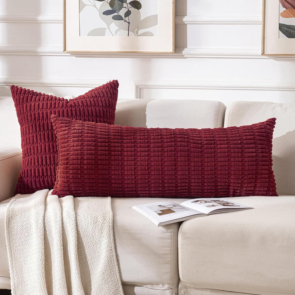 Fancy Homi Decorative Throw Pillow Covers for Bed Couch Bedroom Bench, Soft Corduroy Solid Pillow Case, Rustic Farmhouse Boho Room…