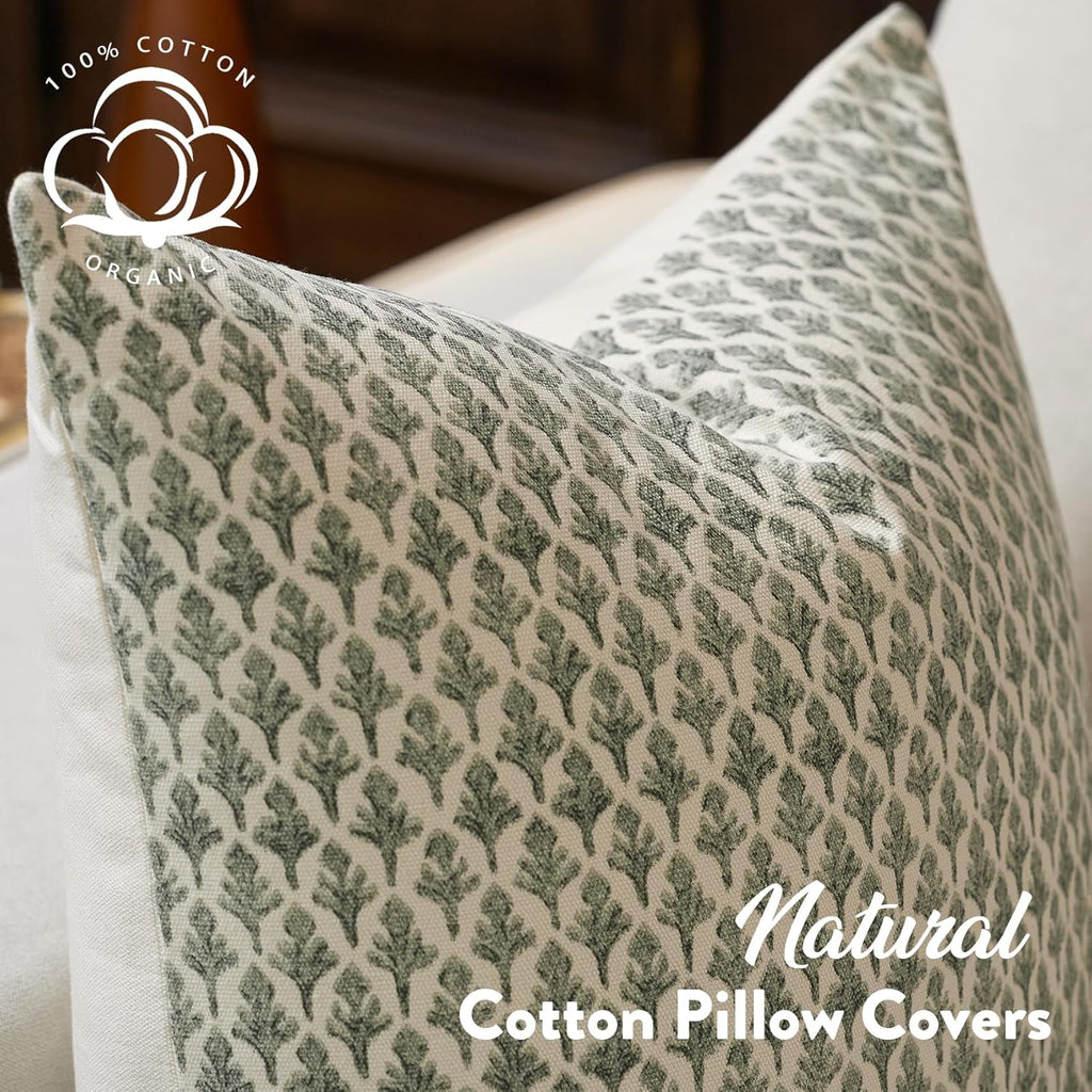 Fiouovohome FIOUOVO Floral Pillow Covers 20x20 Pillow Cover Block Print Couch Pillows for Living Room Decorative Neutral Accent Throw Pillo…