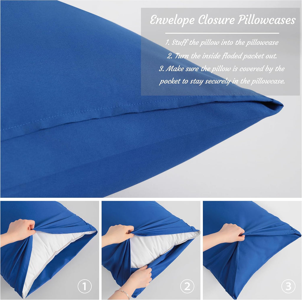 Ntbay Body Pillow Cases Set of 2, 2 Pack Brushed Microfiber 20x54 Pillow Cases, Soft, Wrinkle, Fade, Stain Resistant Royal Blue Pillow Case…