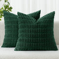 Miulee Pack of 2 Dark Green Corduroy Decorative Pillow Covers 18x18 Inch Soft Boho Striped Throw Pillow Covers Modern Farmhouse Home Decor…
