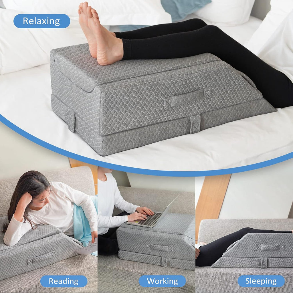KingPavonini Adjustable Leg Elevation Pillows for Swelling After Surgery, Cooling Memory Foam Leg Wedge Pillow for Blood Circulation, Wedge…