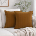 Zglaak Set of 2 Chenille Decorative Square Throw Pillow Covers with Classy Design, Durable, Room Decor,18 * 18inch (Mustard Yellow) 18inch