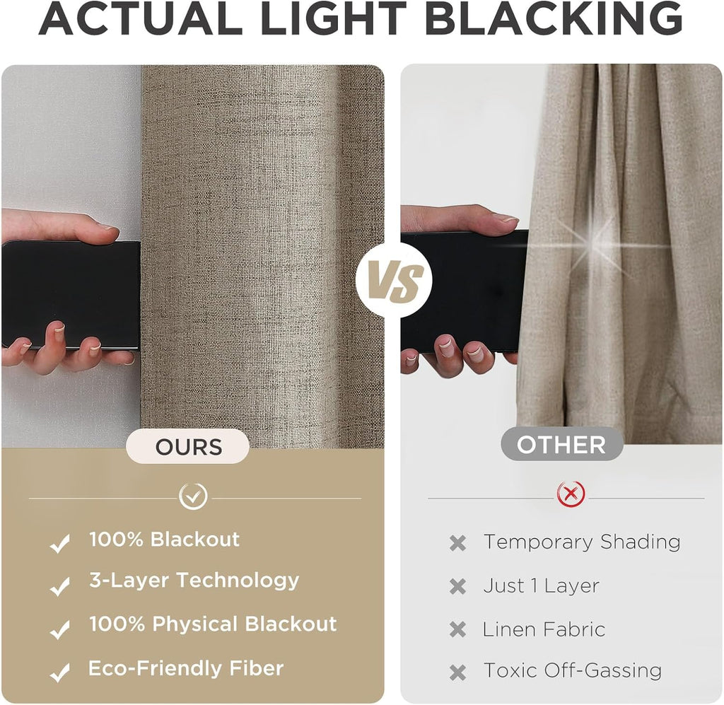 Joydeco Linen Blackout Room Divider Curtains, Extra Wide Sliding Door Drapes Living Room Curtains, 1 Panel 100W x 84L Inch Patio Door…