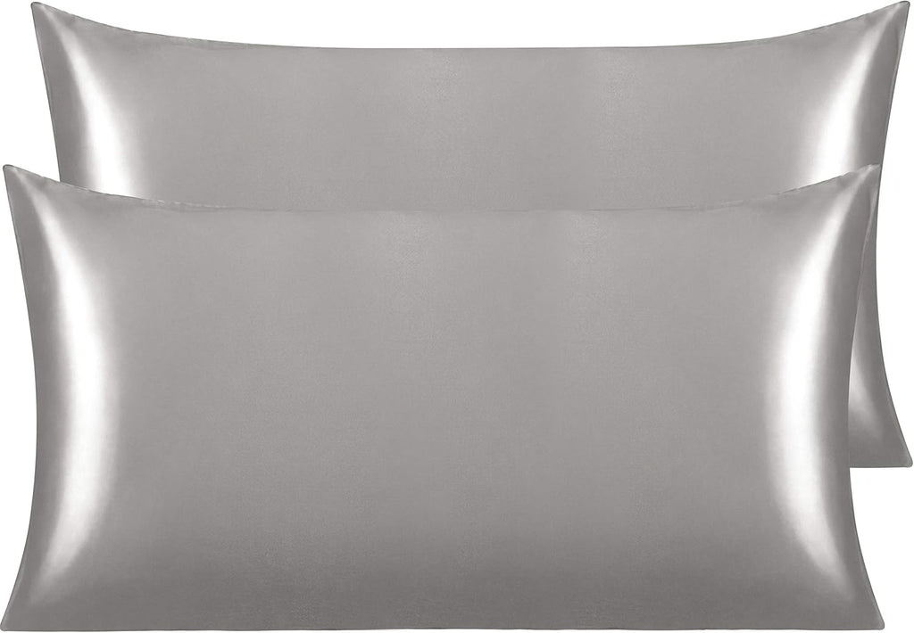 Ntbay 2 Pack Satin King Pillowcases for Hair and Skin, Luxurious and Silky Pillow Cases with Envelope Closure, 20x40 Inches, Grey 2 Pack 40…