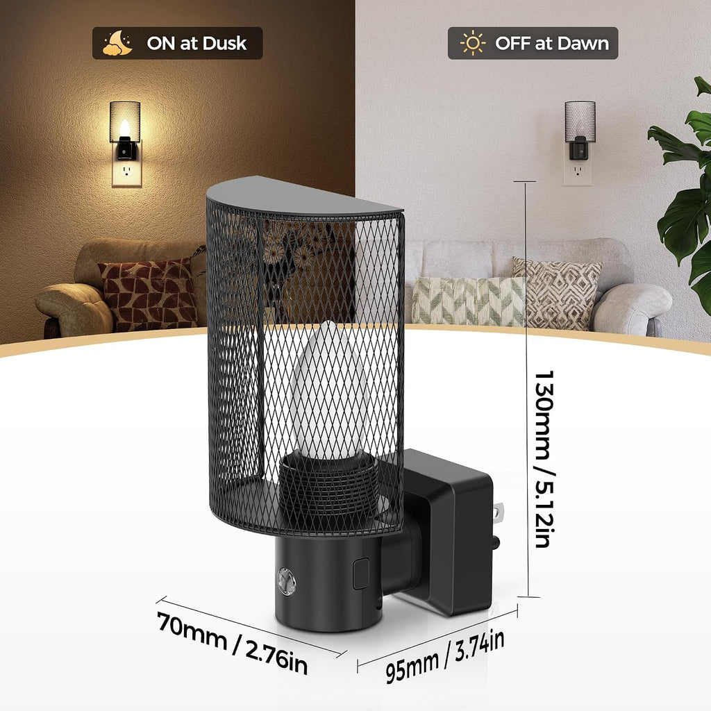 DORESshop LED Night Light Plug in, [2 pack] Night Lights Plug into Wall, Dusk-to-Dawn Sensor, Vintage Farmhouse Decor, 3 Level Brightness…