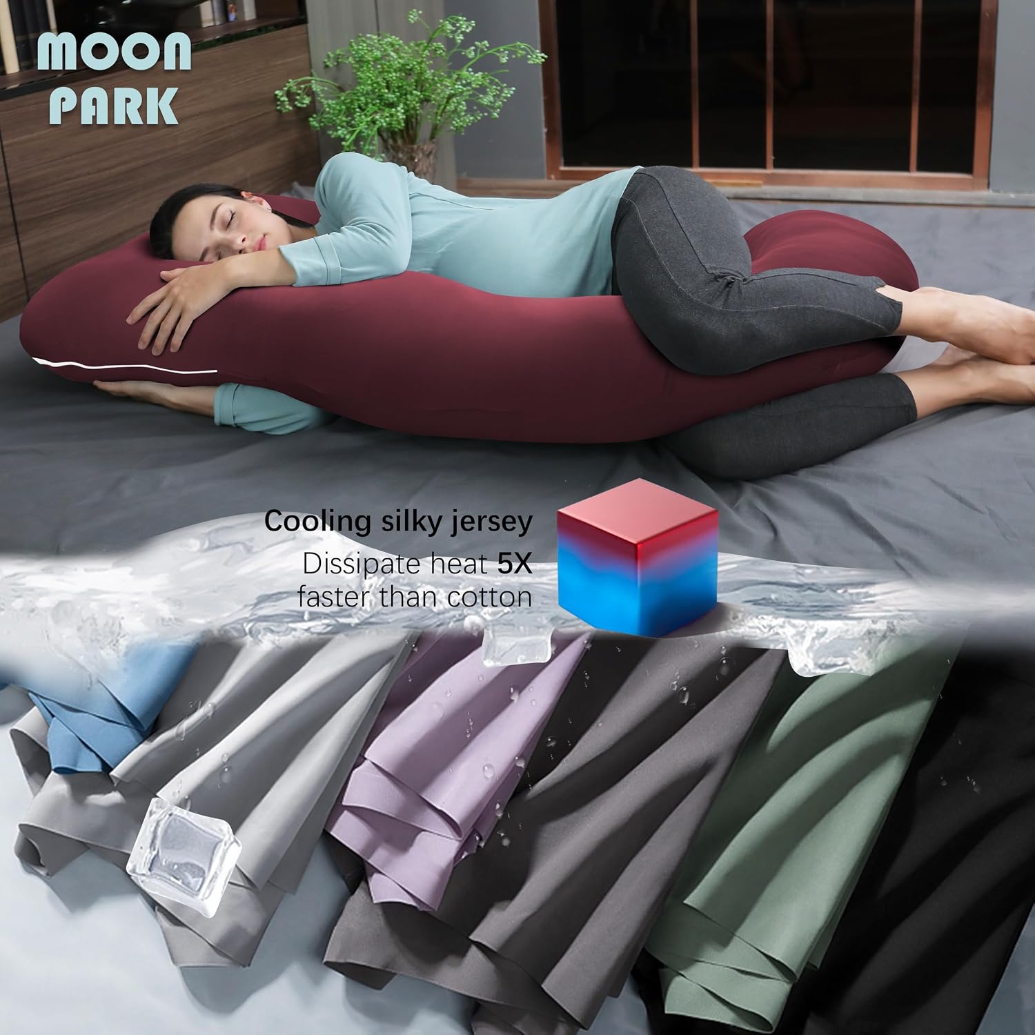 Moonpark MOON PARK Pregnancy Pillows for Sleeping - U Shaped Full Body Maternity Pillow with Removable Cover - Support for Back, Legs, Bell…