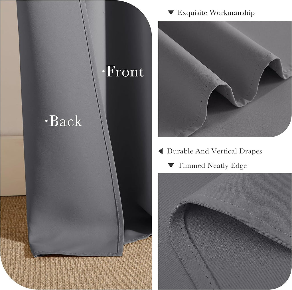 Ponydance PONY DANCE Black Out Curtains 48 inch Long for Short Small Window, Rod Pocket and Back Tab Thermal Insulated Room Darkening Curta…