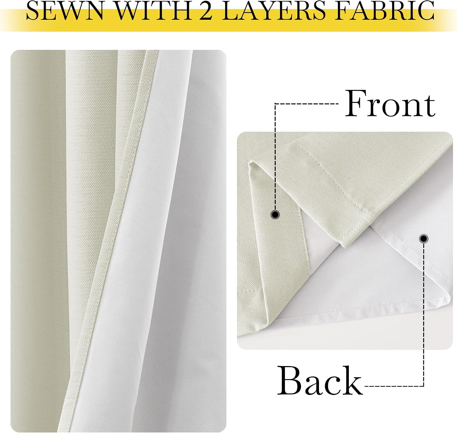 Nicetown Faux Linen 100% Blackout Living Room Curtains 96 inches Long, Silver Grommet 2 Layers Window Treatment with White Liner Thermal Cu…