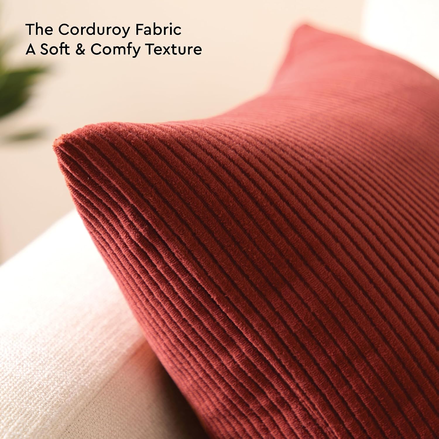 EncasaXO Encasa XO Corduroy Throw Pillows Covers 20"x20", Set of 2 Soft Textured Striped Boho Pillow Covers | Decorative and Cozy Cushion C…