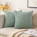 MIULEE Pack of 2 Corduroy Pillow Covers Super Soft Throw Pillow Covers Striped Pillowcases for Sofa Bedroom Couch 20 x 20 Inch Greyish Green