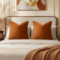 GIGIZAZAFocusingonhomedecoration GIGIZAZA Pack of 2 Throw Pillow Covers 26x26 Dark Burnt Orange Velvet Decorative Pillows Couch Sofa Covers…