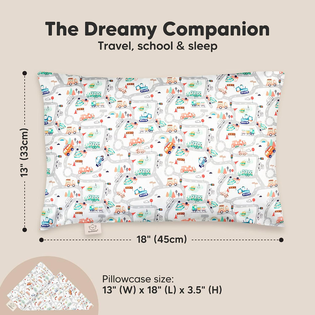 Toddler Pillow with Pillowcase - 13x18 My Little Dreamy Kids Travel Bed Pillows for Sleeping, Organic Cotton Small Pillowcase, Soft &…