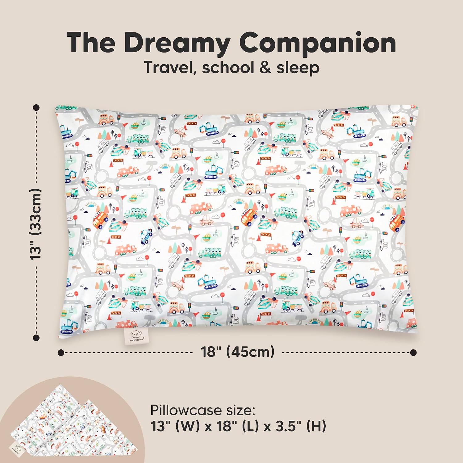 Toddler Pillow with Pillowcase - 13x18 My Little Dreamy Kids Travel Bed Pillows for Sleeping, Organic Cotton Small Pillowcase, Soft &…